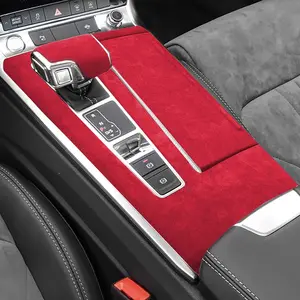 Ushilife Alcantara 자동차 기어 레버 스틱 시프트 Audi A6 장식용 핸들 커버 및 중앙 콘솔 패널 커버