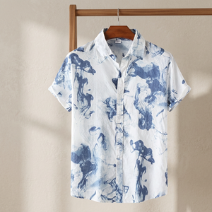 New Wholesale Custom Knitted Polyester/Cotton <b>Hawaiian</b> <b>Shirts</b> <b>Men</b> Print Short Sleeve Eco-Friendly Breathable Quick Dry Summer - Product Image 3