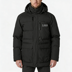 Veste <span class=keywords><strong>parka</strong></span> pour homme avec logo imprimé personnalisé, doublure en duvet, manteau en polaire, haute qualité, imperméable, capuche zippée amovible, veste longue pour l'hiver - Product Image 1