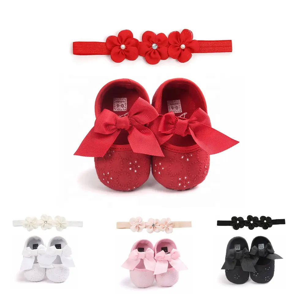 INS Fashion Lace Little Girl Princess Infant Baby Dress Shoes with headbands