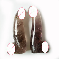HZ Haute Qualité En Gros Bend Poli Godes Sculptés À La Main Noir Obsidienne Quartz Guérison Élégant Cristal Pénis