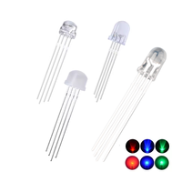 Diode LED RGB 5 mm 3/4 broches F5 DIP à lentille ronde transparente, multicolore contrôlable, anode commune, 0,1 W, diode laser RGB, diode électroluminescente