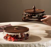 Nieuwe grensoverschrijdende glazen fruitschaal & snackplateau, licht luxe retro design, effen patroon, woonkamer salontafel snoep- en noten schaal