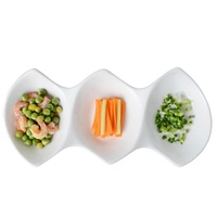 Assiette en porcelaine à 3 compartiments, 11-15 pouces, trois bols connectés, plat à sauce irrégulier, 3 bols à condiments avec bord doré