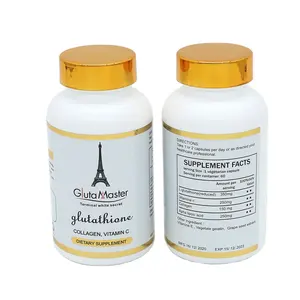 Özel etiket Gluta Master L glutatyon C vitamini ve kollajen beyazlatma kapsülleri 60 adet softgel Anti-Aging cilt beyazlatma hapları