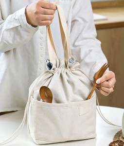 Sac isotherme à cordon réutilisable pour le déjeuner, fermeture à cordon, sac isotherme pour transporter le déjeuner avec des poches fonctionnelles - Product Image 3