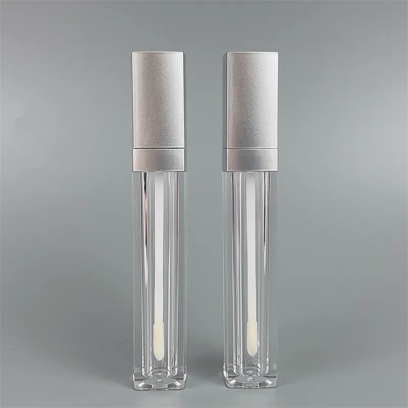 5 ml round AS clear bottle with Silver cap white brush Labial color tube