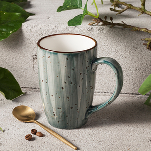 Tay Sáng Tạo Làm Đồng Bằng 11 Oz Tráng Men Lốm Đốm Trắng Bên Trong Dễ Thương Đỏ Cyan Hồng Trắng Vàng Trăng Gốm Sứ Cốc Cà Phê - Product Image 4