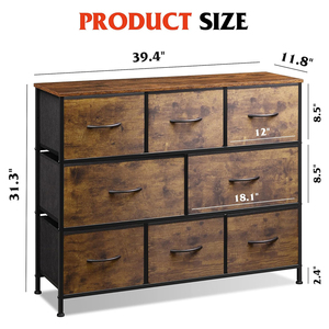 Cómoda con 8 cajones Marco de acero resistente y parte superior de madera Almacenamiento grande Dormitorio Sala de estar Soporte de TV Organizador de <span class=keywords><strong>ropa</strong></span> - Product Image 6