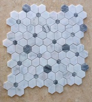 Nouveau Design de luxe pierre blanche et grise marbre fleur hexagonale mosaïque carrelage de salle de bain cuisine dosseret