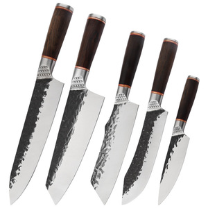 سكين مطبخ 9*8 بوصة بمقبض أسود من خشب الصندل معدن قديم مزور للجزارين - Product Image 1