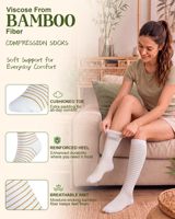 Chaussettes de compression en bambou antimicrobiennes de haute qualité, 15-20 mmHg, hauteur genou, sans couture, pour la course à pied, médicales, favorisant la circulation