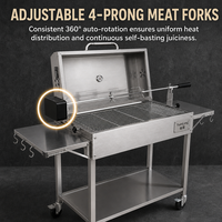 Barbecue au charbon de bois double face avec moteur inclus et table latérale pour utilisation en extérieur