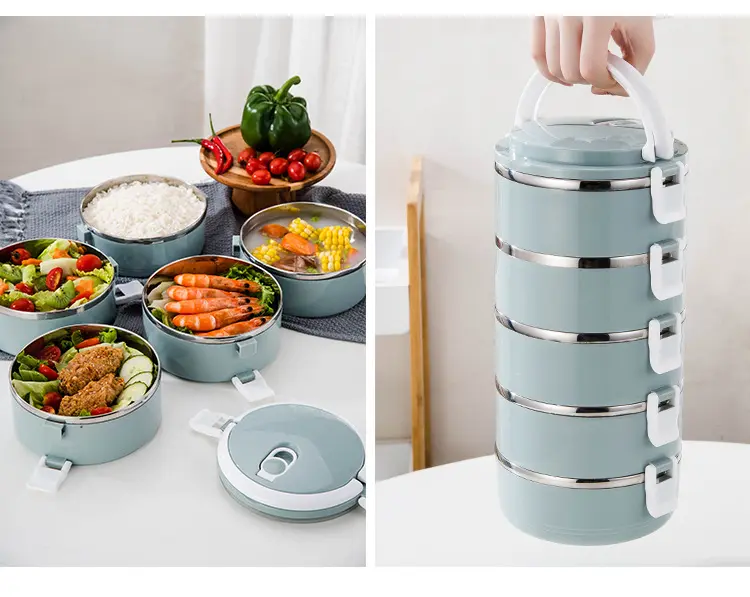 Multi-layer Lunch Box Caja De Almuerzo Large Capacity Portable Thermal Lunch Box Stainless steel Domed Lunch Box For Workers