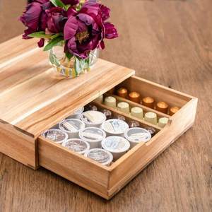 Acacia Legend Custom Coffee Pod Holder Wood Coffee Bar accessori <span class=keywords><strong>Organizer</strong></span> <span class=keywords><strong>per</strong></span> bancone accessori <span class=keywords><strong>da</strong></span> <span class=keywords><strong>cucina</strong></span> in bambù 34*34*8CM - Product Image 2