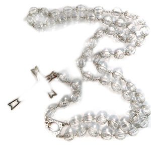 Chapelet décoratif mural avec croix et perles dorées et blanches, forme ronde K, pour la décoration intérieure et l'artisanat, Printemps 2026 - Product Image 2