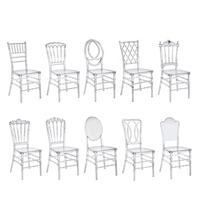 Chaise Chiavari en résine acrylique transparente, design intégré Quick Stack Gold, économique, pour mariage