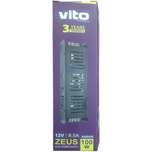 Vito <b>Led</b> <b>Driver</b> 12Vdc 8.3A 100W Slim Power Supply For <b>Led</b> Strip Lighting - Product Image 3