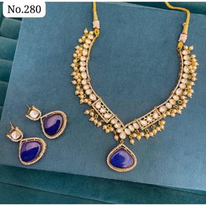 Traditional doublet with white <b>pearls</b> <b>set</b> with Earrings Fashion Jewelry for Wedding Wear Handmade Bulk Product - Product Image 2