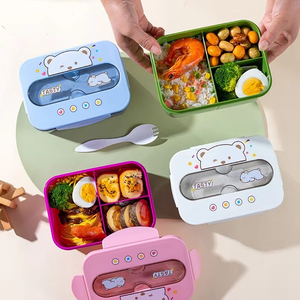Boîte à bento passe au micro-ondes en plastique de qualité alimentaire contenant à déjeuner étanche avec porte-gobelet bureau école maison stockage de préparation de repas - Product Image 2