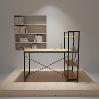Escritorio para Juegos, Mesa de Juego de Acero con Panel Perforado, Estante de Almacenamiento de Metal, Estante de Exhibición para Sala de Estar o Dormitorio, Estantería Resistente, Color Negro