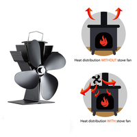 Poêle à bois d'intérieur pour l'hiver, ventilateur de poêle alimenté par la chaleur, poêle à granulés, 4 pales, écoventilateur d'échappement pour autres chauffages domestiques