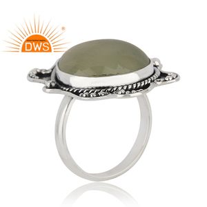 แหวนเงินแท้ 925 ออกซิไดซ์ ขายส่ง แหวนพลอยเพรไนต์ ผู้ผลิตเครื่องประดับเงินอินเดีย - Product Image 2