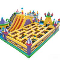Parcours d'obstacles gonflable commercial en PVC écologique pour grands jeux de défi pour adultes, aire de jeux sur mesure