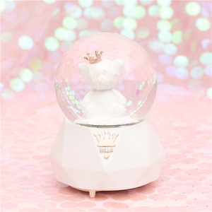Romantic Couple Flamingo Crystal Crown Bear Music Box Automatic Snowing with Snowflakes Night Light <strong>Snow</strong> Globes <strong>Ball</strong> - Product Image 6