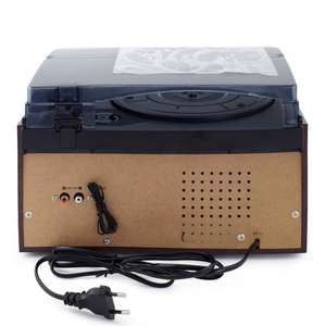 Système audio multifonction en bois rétro, tourne-disque vinyle, lecteur de CD, lecteur de cassette, radio FM BT, haut-parleur intégré pour la maison, cadeau - Product Image 5