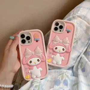 My Melody Kuromiソフトシリコン電話ケースAppleiPhone用11 12 13 14 Pro Maxシリコン漫画携帯電話バックカバー