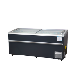 Réfrigérateur commercial combiné à refroidissement par air, commande mécanique, porte en verre, îlot, congélateur horizontal en bas - Product Image 1