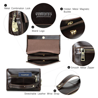 Contact's Multi-Compartimento Bolso de mano Hombre Primera capa Cuero de vaca Aceite Bolso de mano para hombre con cerradura codificada Trajes Vida empresarial diaria