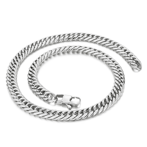 Hot Sale Stainless Steel <b>Titanium</b> Steel Geometric Curb <b>Chain</b> Necklace Silver Polished Hip Hop Jewelry Wholesale - Product Image 1