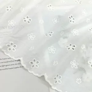 Tela <span class=keywords><strong>de</strong></span> encaje <span class=keywords><strong>de</strong></span> algodón ligero con bordado floral vintage, <span class=keywords><strong>tul</strong></span> <span class=keywords><strong>de</strong></span> malla texturizado elegante vintage para ropa, vestidos y manteles. - Product Image 4
