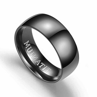 Bague large minimaliste en acier inoxydable 8 mm, finition noir canon, poli miroir, en stock, vente en gros de bijoux