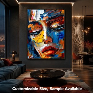 Grandi Dipinti Astratti di Figure e Ritratti su Tela, Dipinti a Mano per Arredamento Casa, Stile Moderno Pop Art con Spatola - Product Image 4