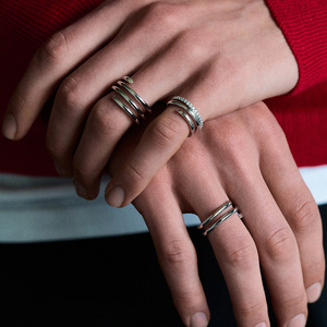 New phong cách thời trang cổ điển kết cấu 18K Nhẫn vàng với kim cương mạ thép không gỉ mở Nhẫn - Product Image 1