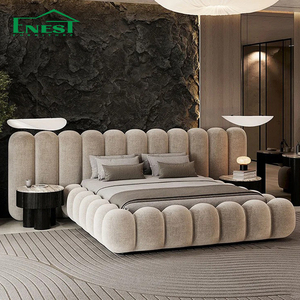 Modernes Luxus-Polsterbett mit Breitem Bildschirm-Kopfteil Hochwertiges Kingsize-Bett für Villa-Hauptschlafzimmer-Möbel - Product Image 2