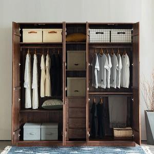 خزانة ملابس عصرية مخصصة بتصميم خشبي، قائمة بذاتها وقابلة للتعديل، أثاث غرف نوم للمنازل والفنادق، مصنوعة من خشب MDF المتين - Product Image 5