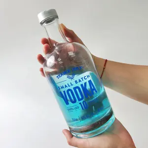 oem siebdruck super flintglas 750 ml klare wodka-flasche wieder verwendbar hohe qualität mattiert alkohol glas whisky spirituosen flasche