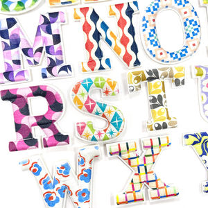Parches de Letras con Patrón Geométrico Personalizado, Parches Bordados Termoadhesivos en 3D, Bordado Abstracto Retro para Ropa, Bolsos y Manualidades - Product Image 3