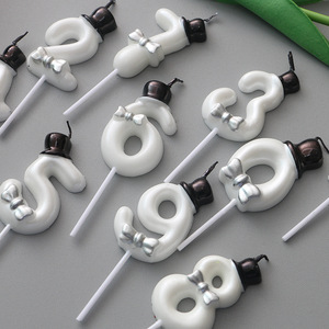 Velas de Cumpleaños con Números del 0 al 9, Diseño de Lazo Rosa, Blanco y Dorado, Adornos para Pasteles de Parafina - Product Image 4