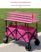 Staalvouwbare campingkar met off-road wielen, parapluhouder, telescopische handgreep, verstelbaar tafelblad, geschikt voor fruitverkoop op straat