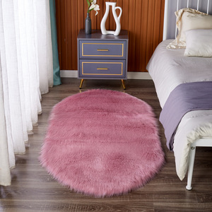 Alfombra Ovalada Blanca de Felpa, 71-80, Fibra Acrílica, Acolchada, para Hogar, Dormitorio, Baño, Color Sólido, Fácil de Limpiar - Product Image 2