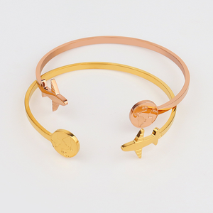 Moda minimalista joyería de acero inoxidable declaración <span class=keywords><strong>banda</strong></span> avión mapa signo brazalete viaje soñadores pulsera - Product Image 5
