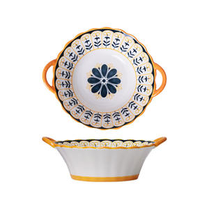 Bol en céramique créatif de Style nordique, vaisselle en gros, assiette belle plaque de cuisson, bol de soupe Binaural domestique - Product Image 5