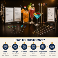 GRAS LFGB-Zertifizierte Sichere OEM-Design Strass-Juwelen Metall-Dekorationen für Martini-Getränke, Swizzle-Sticks, Edelstein-Cocktailspieße