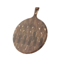 Tabla de servir redonda de madera de acacia con mosaico, bandeja de doble cara con orificio para colgar, para desayuno, pizza, pan, cocina