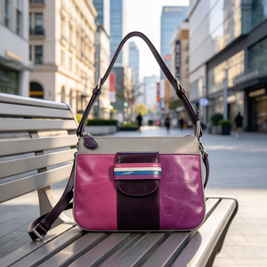 Bolso bandolera para mujer con diseño de bloques de color, bolsillo frontal a rayas, correa ajustable, bolso de gran capacidad - Product Image 3
